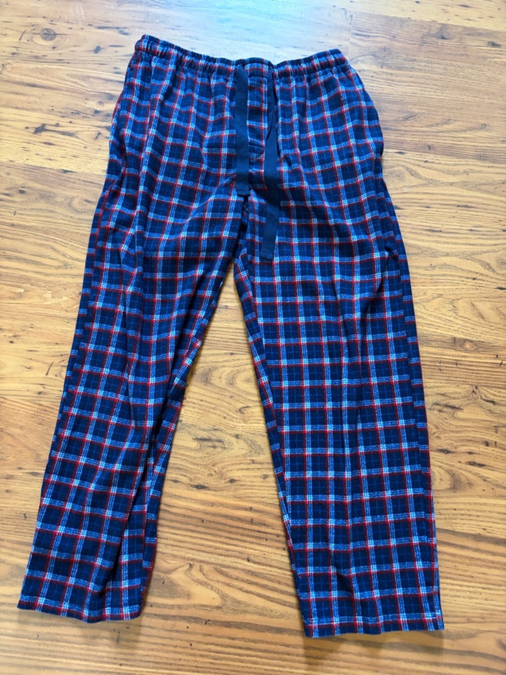 Large Men's Blue and Red Plaid Lounge Pants